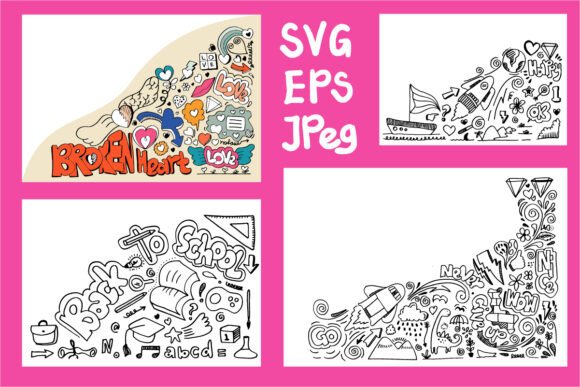 Download Four Cute Doodle for Design Element - Element Collection